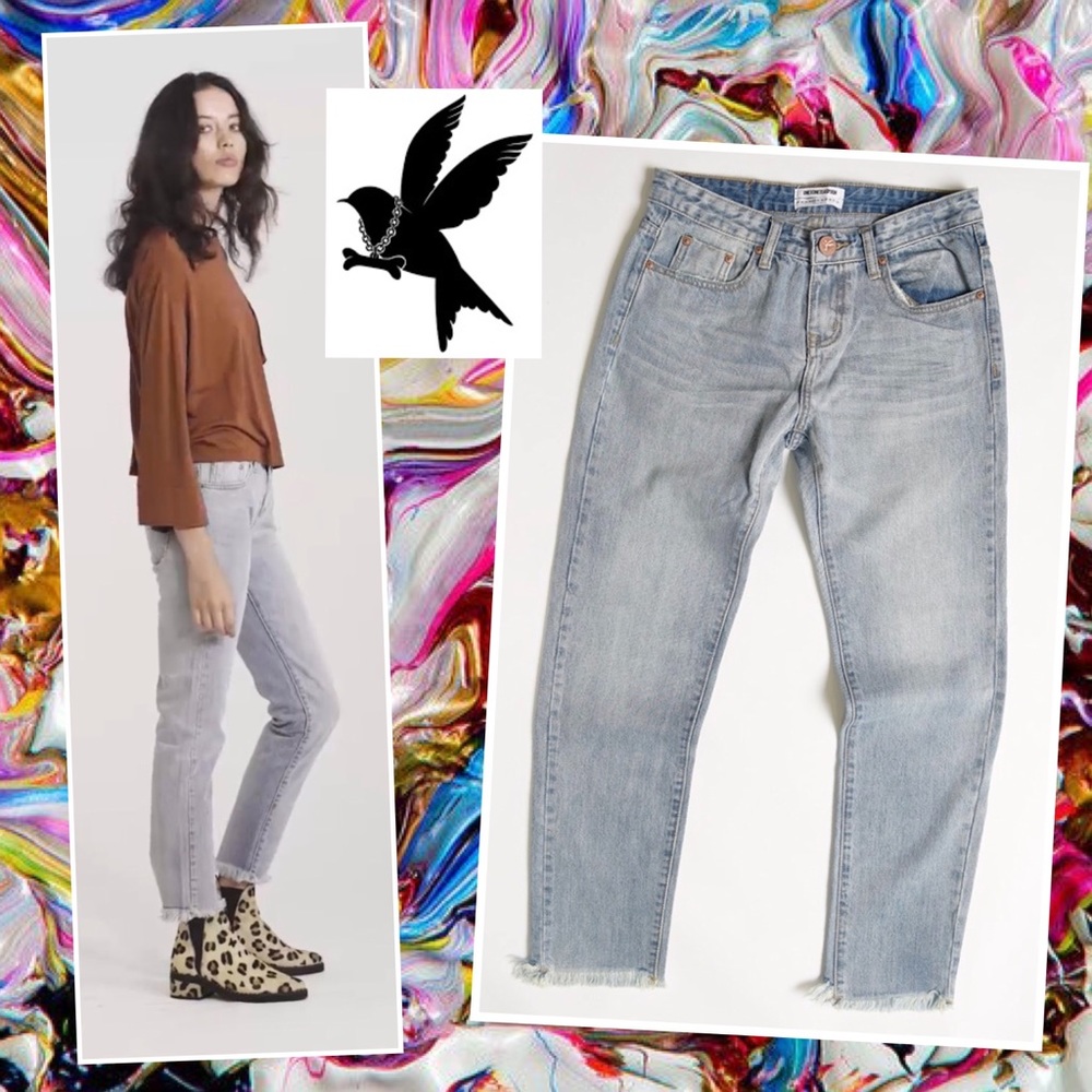 Sunbleach Blue Awesome Baggies Low Waist Raw Hem